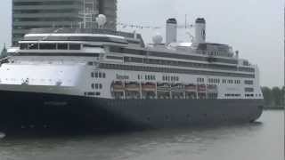 Cruiseship MS Rotterdam at Wilhelminapier HD [upl. by Notnek]