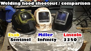 Welding hood shootout Miller Vs Esab Vs Lincoln [upl. by Nemsaj]