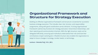 Organizational Framework and Structure for Strategy Execution  Manajemen Strategik [upl. by Cerelia]