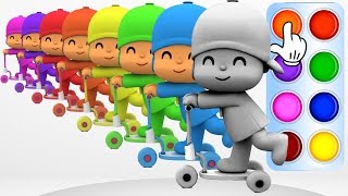 Learn Colors with Talking Pocoyo Scooter Learning Color Animation for Baby Toddler Kid and Children [upl. by Eetnwahs]