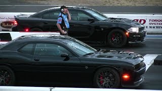 SoWhos Quickest  Hellcat Charger or Challenger drag racing [upl. by Enymsaj464]