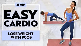 PCOS EXERCISES TO LOSE WEIGHT  EASY AT HOME CARDIO WORKOUT  no equipment no repeat [upl. by Audly]