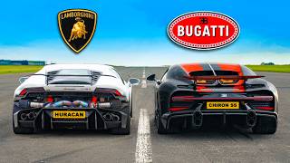 Bugatti Chiron SS v 1800hp Lambo Huracan DRAG RACE [upl. by Chelsey777]