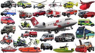 Emergency Vehicles  Rescue Trucks Name and Sounds  Police Car Fire Truck Ambulance  Tomato TV [upl. by Ahsitaf]