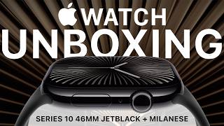 Apple Watch Series 10 Jet Black 46mm Unboxing  Slate Milanese Loop  Upgrading From Series 7 [upl. by Kraul]