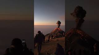 Eruption at sunrise on the Acatenango volcano in Guatemala [upl. by Oek465]