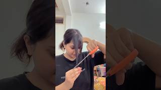 Cutting curtain bangs at home✂️ curtainbangtutorial cuttinghair haircutathome haircut hair [upl. by Alejna]