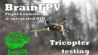 BrainFPV flight controller w Integrated OSD  Tricopter Test [upl. by Yelsek]