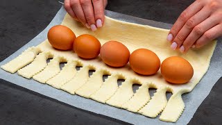 Simple and quick appetizer recipe  with eggs and puff pastry [upl. by Ahselrak]