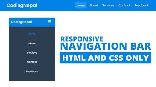 How to Create Responsive Navigation Bar using HTML and CSS [upl. by Yasibit]