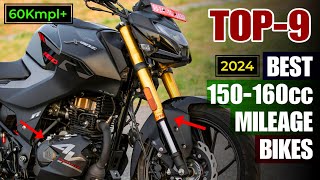 Top 9 Most Fuel Efficient 150160cc Bikes in India 2024 🔥 for Mileage and Performance  E20 models [upl. by Brigitta]