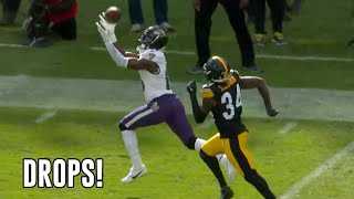 Every Ravens Dropped Pass vs Pittsburgh Steelers  Ravens vs Steelers 2023 Highlights [upl. by Upali333]