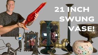 Vintage Haul 21 Inches of Swung Vase Brass CandlestickVerdigris Patina Project [upl. by Peggie]