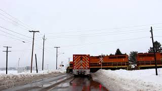 QGRY Rail  Spreader slows down firetruck [upl. by Lemhaj]