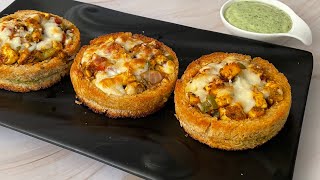 Crispy Cheesy Paneer Tikka Disc In kadai No Oven Cheesy Disc Easy Snacks Recipe  Paneer Tikka [upl. by Hoyt168]