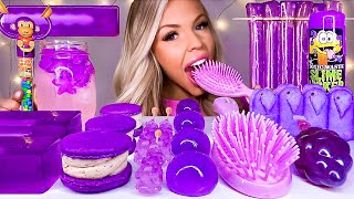 ASMR EDIBLE SLIME HAIR BRUSH TIK TOK FRUIT JELLY JELLO POPSICLE PURPLE FOOD CANDY MUKBANG 먹방 [upl. by Odrick]