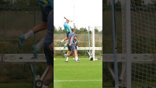 Erling Haalands INSANE LEAP to score header in Man City training 😱 shorts [upl. by Anoiek]