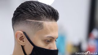 LOW FADE SLICK BACK MENS HAIRSTYLE  BARBER TUTORIAL [upl. by Sarid]