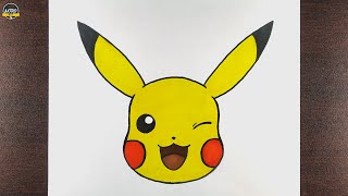 How to Draw Pikachu Step by Step Tutorial  Pokemon  Pikachu Face Drawing with Sketch markers [upl. by Trovillion]