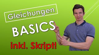 Gleichungen  BASICS Grundmenge Definitionsmenge Lösungsmenge mit SKRIPT [upl. by Corrie170]