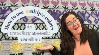 Using multiple colors in overlay mosaic crochet [upl. by Lledyr]