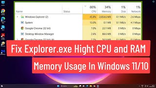 Fix Explorerexe High CPU and RAM Memory Usage In Windows 1110 [upl. by Niamart]