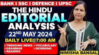 Editorial Analysis  22nd May 2024  Vocab Grammar Reading Skimming  Nimisha Bansal [upl. by Avilla]