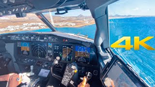 Windy landing in Lanzarote  Boeing 737 Max  Cockpit view [upl. by Ssegrub894]