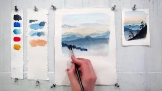 Easy step by step watercolor tutorial Painting The Blue Ridge Mountains [upl. by Northey904]