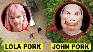 DOMUZ ADAM JOHN PORK VE SEVGÄ°LÄ°SÄ° LOLA PORK DRONE KAMERALARINA YAKALANDI  GERÃ‡EK HAYATTA [upl. by Hannis]