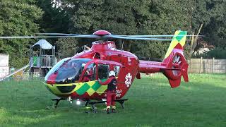 EC135 GTVLY THAMES VALLEY AIR AMBULANCE LANDING AND DEPARTING  READING UK 2892024 [upl. by Keegan]