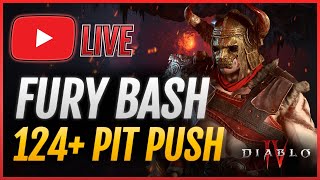 🔴125 PIT  No Elixir  FURY BASH Barbarian Build  Diablo 4 Season 4 [upl. by Netsua]