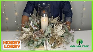 Hobby Lobby And Dollar Tree Christmas How To Make A Christmas Centerpiece On A BUDGET Step By Step [upl. by Aleedis]