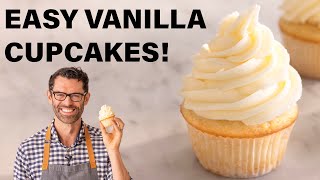 EASY Vanilla Cupcakes Recipe [upl. by Asiak310]