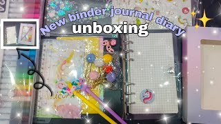 New journal diary unboxing 6 binder diary  review unicorn diary [upl. by Rdnaskela]