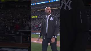 Derek Jeter throws the first pitch ahead of WorldSeries Game 3 [upl. by Evot]