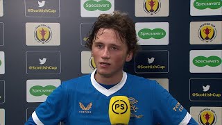 Rangers Alex Lowry reacts to debut goal and win in Scottish Cup v Stirling Albion [upl. by Germayne]