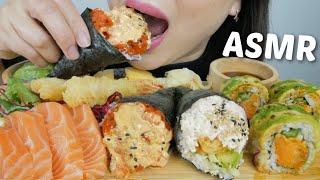 SUSHI ASMR Spicy Salmon amp Dynamite Cone Salmons sashimi Avocado Sunomono Rolls amp Nigiri  NE [upl. by Bondy]