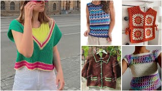 Latest beautiful crochet cotton thread fancy topcrochet cute topcrop top design ideas [upl. by Geoffry127]