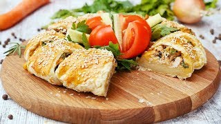 Пирог с курицей и грибами  Рецепты от Со Вкусом [upl. by Ecnarepmet]