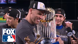 Los Angeles Dodgers World Series Trophy ceremony Freddie Freeman wins MVP  MLB on FOX [upl. by Araid]