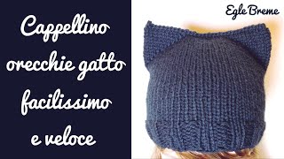 Cappellino orecchie gatto facile e veloce chiusura a 3 ferri [upl. by Batory]