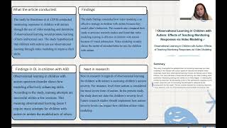 Observational Learning in Children with ASD Presentation [upl. by Warton]