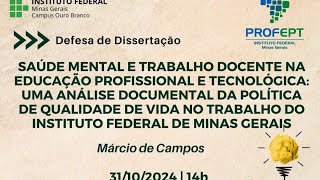 Banca de defesa de dissertação  Márcio de Campos [upl. by Ehudd]