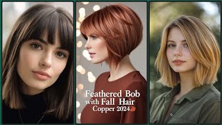 Feathered BoB with Fall Hair copper 2k24stylishcolorfullhairstylesbeautiful colorfullshorthair [upl. by Aicilra]