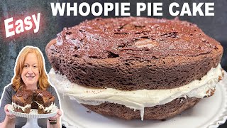 WHOOPIE PIE CAKE Recipe Made Easy with Boxed Cake Mix [upl. by Eerej395]