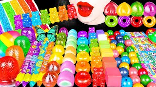 ASMR RAINBOW SNACK CANDY JELLY 무지개 까먹는젤리 캔디스낵 먹방 EDIBLE PENCIL GALAXY RAINBOW EGG KOHAKUTO MUKBANG [upl. by Von]