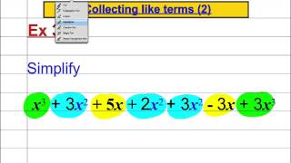Collecting Like Terms 2 [upl. by Kcirdec]