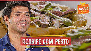 Pizza de rosbife com molho pesto iogurte e rúcula  Felipe Bronze  Perto do Fogo [upl. by Meean]