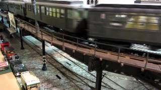 NYC Transit EL amp SUBWAY  OScale IRT HiV Local train takes curve on the EL [upl. by Adnauq341]